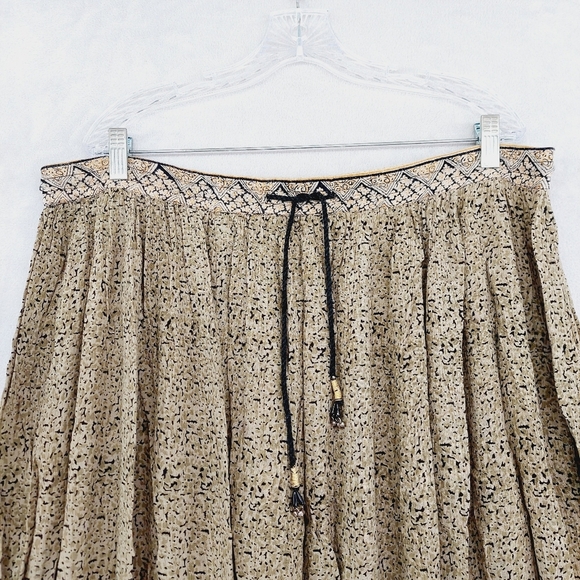 Vintage Radcliffe Dark Cottagecore Green Tan Multi Rayon Maxi Skirt P4398 - Picture 3 of 6